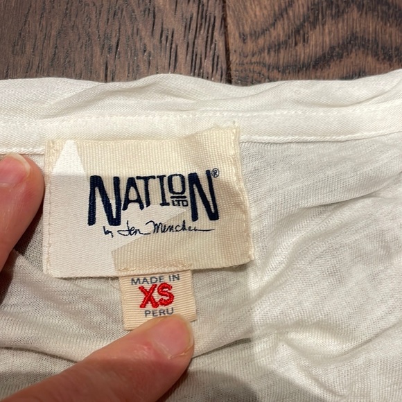 Nation LTD white:off white Pima cotton long sleeve - Picture 2 of 2
